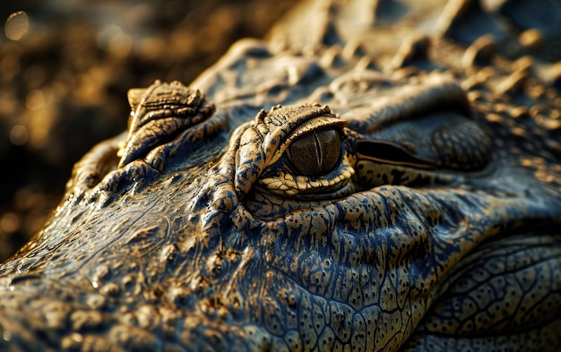 Un tiro de una mirada amenazante de un cocodrilo