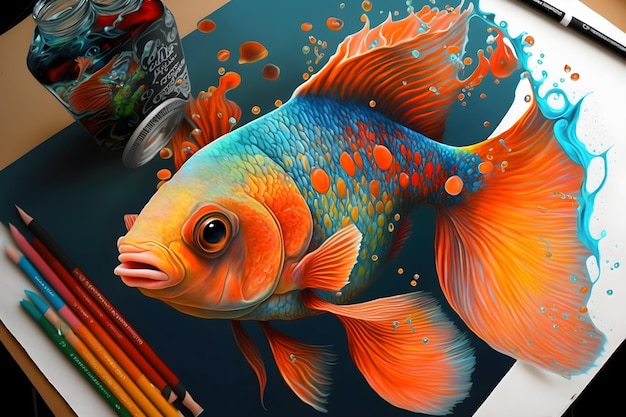 tiro de peces de colores nadando