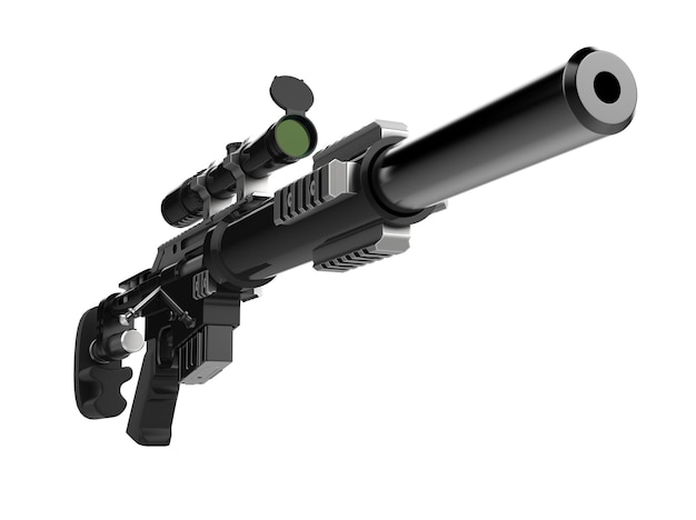 Un tiro de primer plano de un rifle de francotirador negro moderno