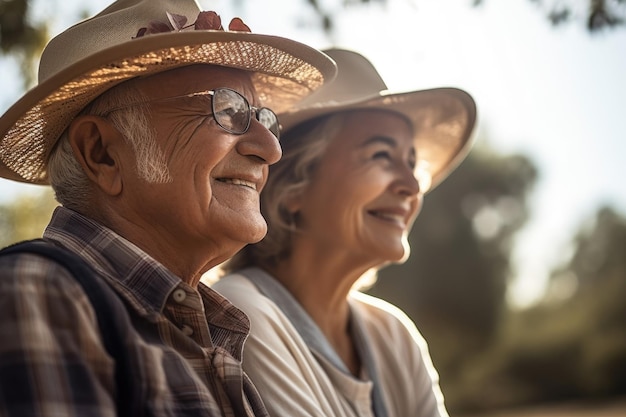 Foto tiro recortado de um casal sênior desfrutando de um dia ao ar livre criado com generative ai