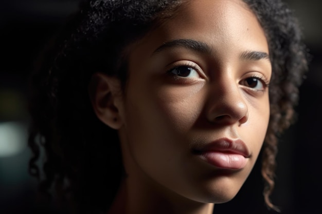 Tiro recortado de um jovem jogador de basquete feminino criado com generative ai