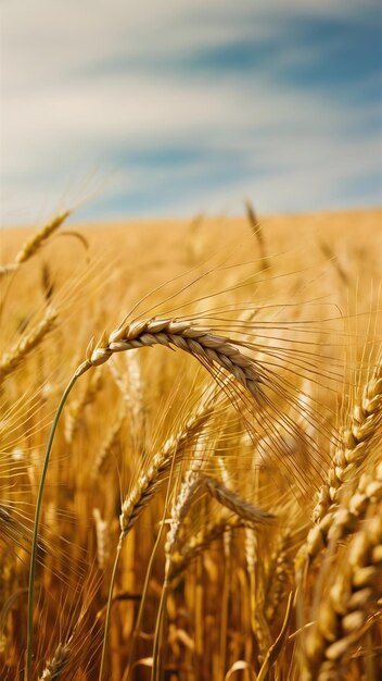 Un tiro selectivo de trigo dorado en un campo de trigo