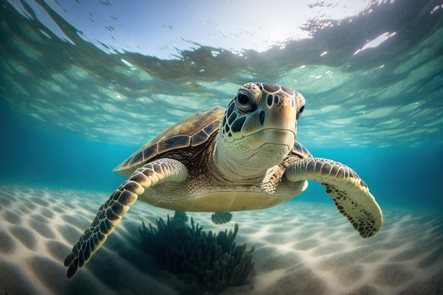 Tiro subaquático da tartaruga verde do mar