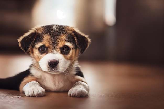 Tiro vertical de cachorro fofo triste olha para a câmera com espaço de cópia