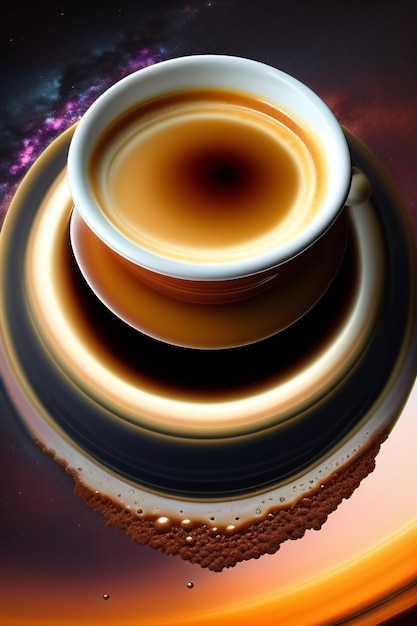 Tiro vertical de café quente com waffles ai generative