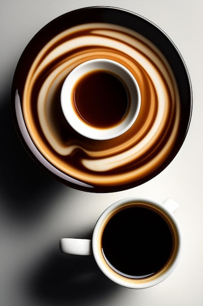 Tiro vertical de café quente com waffles ai generative