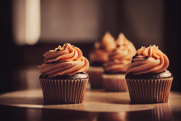 Foto tiro vertical de cupcakes fofos recém-assados