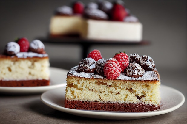 Tiro vertical de delicioso bolo de frutas