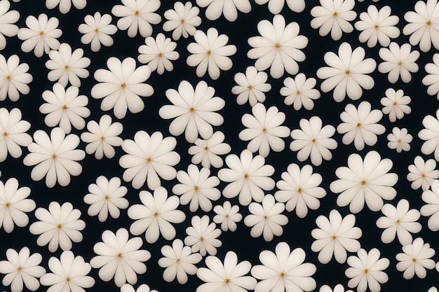 Tiro vertical de pétalos de flores patrón textil sin costuras 3d ilustrado