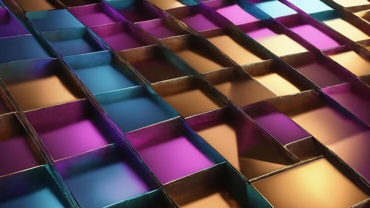 Foto tiro vertical de textura metálica geométrica 3d ilustrada