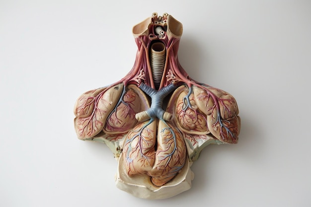Foto la tiroides humana en un fondo blanco