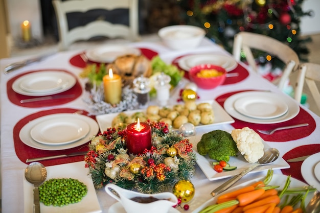 Tisch für Weihnachtsessen