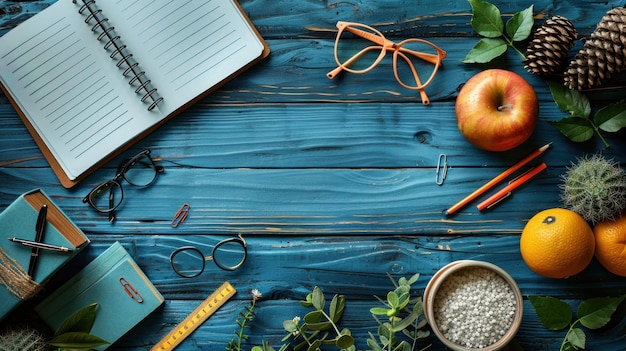 Tisch mit Schulgeräten Lehrertag Hintergrund