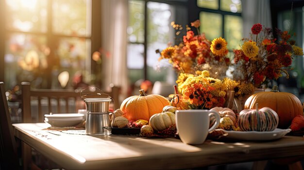 Tisch verschwommener Thanksgiving-Interieur