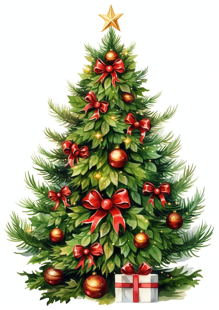 Tisch-Weihnachtsbaum-Aquarell-Winterrand