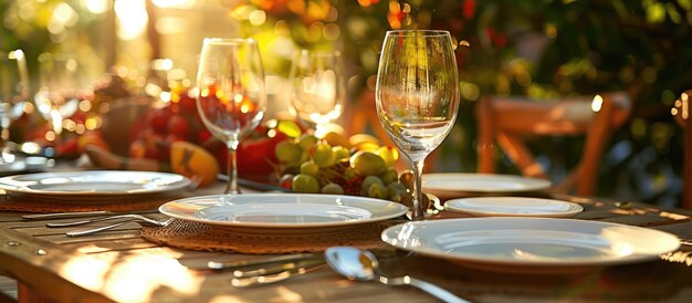 Tischgestaltung für Gäste und Servieren von Mahlzeiten bei einer festlichen Versammlung