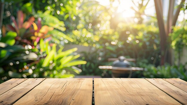 Tischhintergrund des Grills im Garten