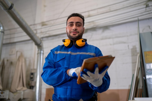 Tischler, der Möbel in der Werkstatt herstellt