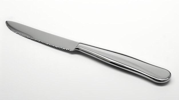 Tischmesser mit gezackter Klinge Das Messer ist aus Edelstahl gefertigt und hat ein einfaches, elegantes Design. Es ist perfekt für den täglichen Gebrauch.