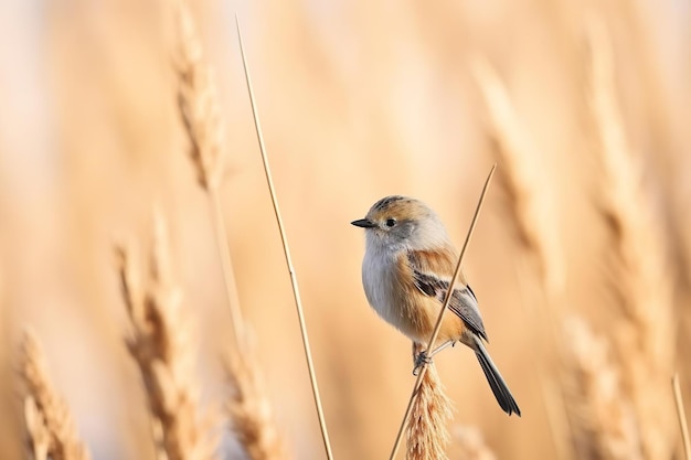 Tit pendulino euroasiático en la caña