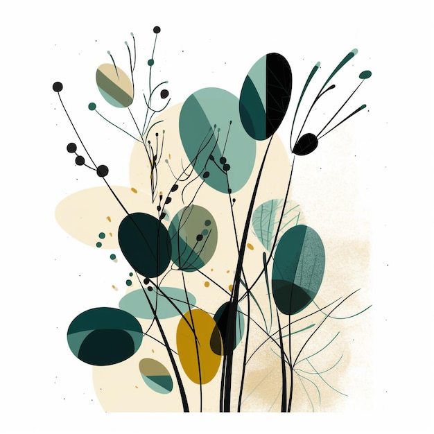 Titel Botanical Whispers Minimalistische abstrakte botanische Illustration