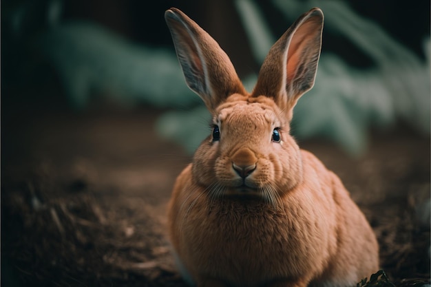 Titel Ein flauschiges braunes Kaninchen mit großen Ohren