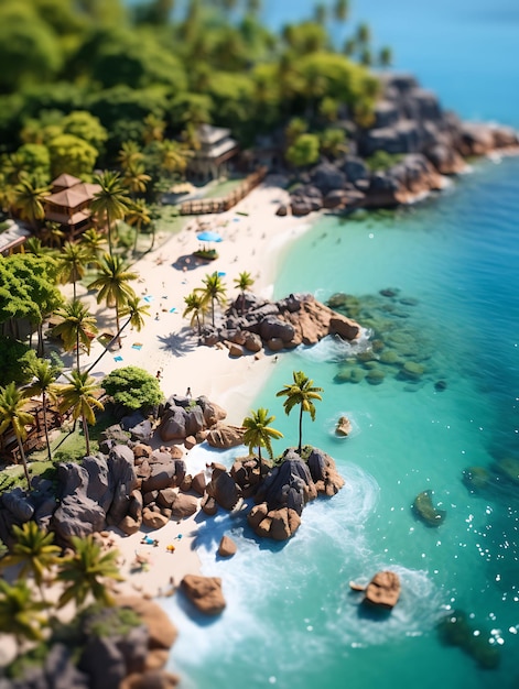 Titl Shift Sessão fotográfica criativa e única de um paraíso tropical de verão tomada em Wi