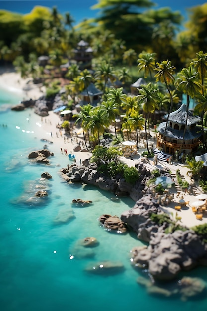 Titl Shift Sessão fotográfica criativa e única de um paraíso tropical de verão tomada em Wi