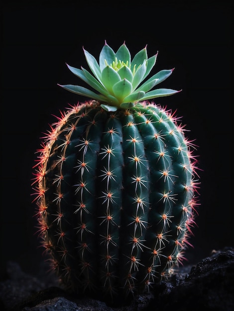 Foto título cactus de néon de espinhos luminosos