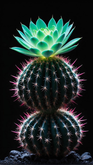 Foto título cactus de néon de espinhos luminosos