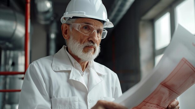 Título Ingeniero elegante y guapo de más de 90 años con una roja