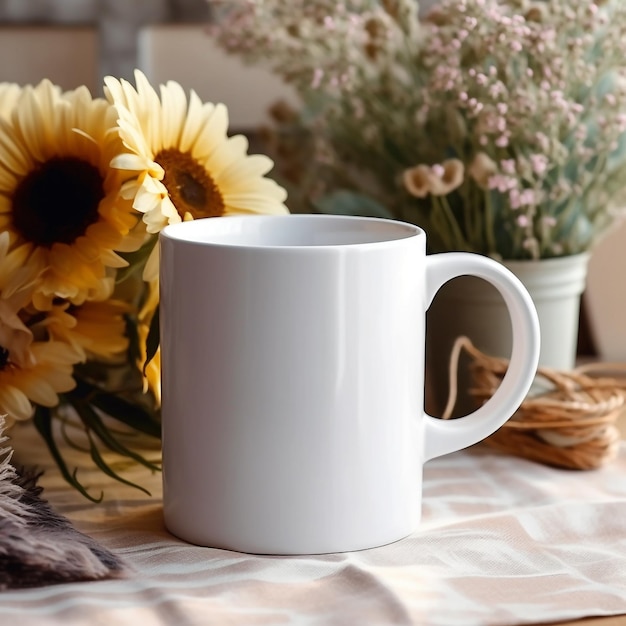 Título Mockup de taza de café en blanco Fotografía de stock elegante para