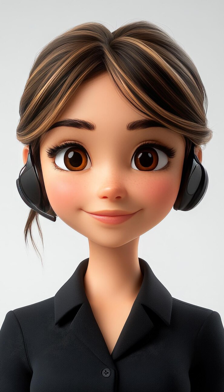 Foto título trabalhador de call center feliz estilo de desenho animado 3d exagerado