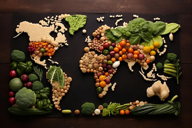 Título Trotamundos Cosecha Mapa del Mundo Usando Verduras