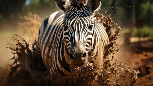 Título Zebra rolando na poeira