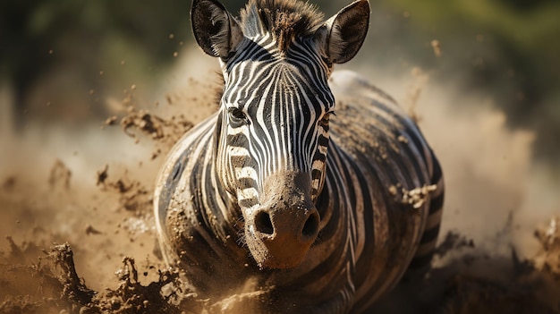 Título Zebra rolando na poeira