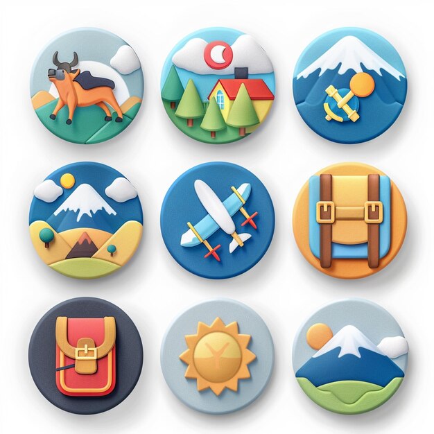 Foto títulos creativos de conjuntos de iconos para diseños de aplicaciones móviles