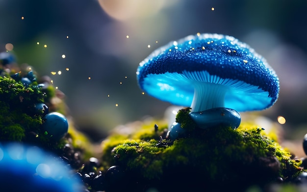 Foto toadstool close de um cogumelo venenoso brilhante na floresta