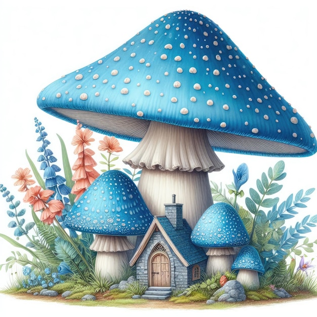 Toadstool Fairy Aquarell-Haus-Clipart