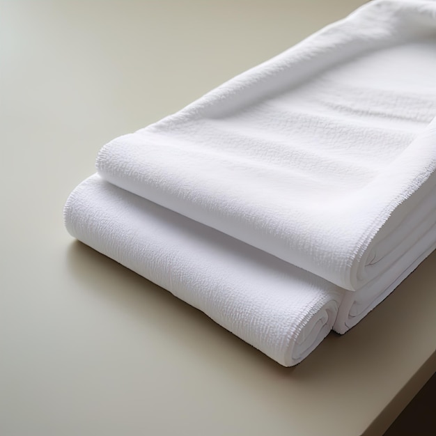 toalha branca limpa na mesa de madeira
