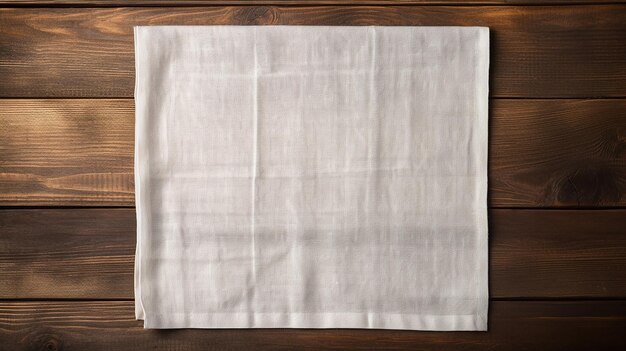 Foto toalla de cocina sobre una servilleta de mesa de madera vacía vista superior de cerca maqueta para diseño