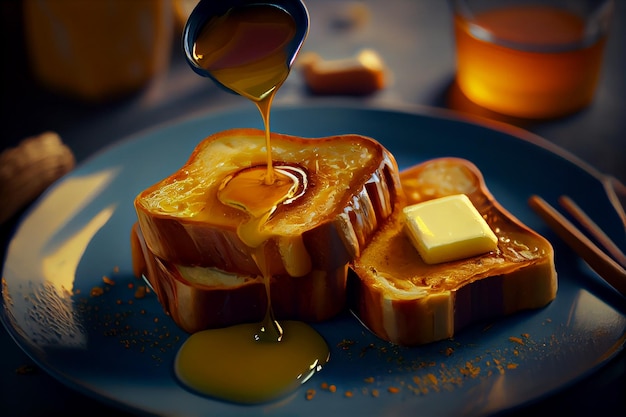 Toast mit Butter und honiggenerativer ai