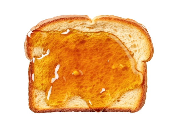 Toast mit Honig isoliert auf weißem Hintergrund, Draufsicht Generative KI