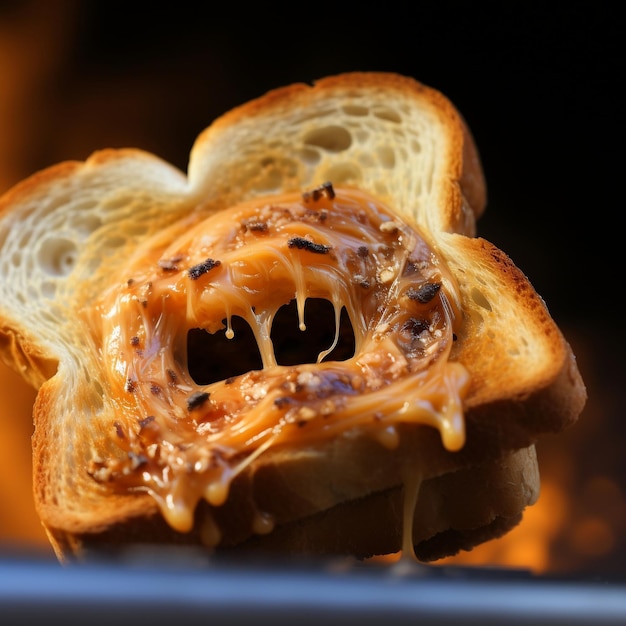 Foto toast-sandwich mit erdnusskäse in der mitte