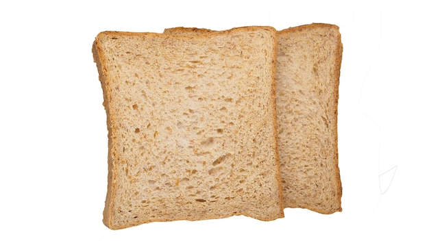 Toastbrot steht in einer Reihe Nahaufnahme Isolierter weißer Hintergrund mit Beschneidungspfad