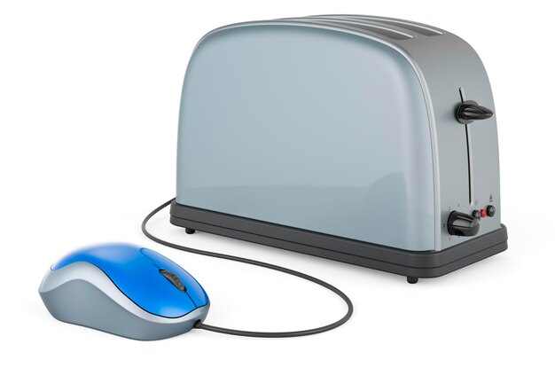 Toaster mit Computermaus 3D-Rendering