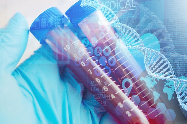 Foto tobes de prueba para análisis de sangre de bioquímica