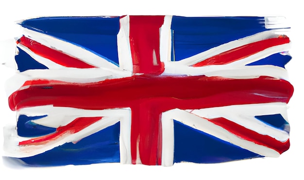 Toca de la bandera británica con el pincel