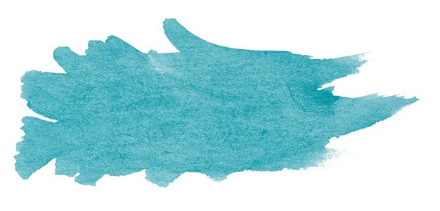 Toca de pincel de acuarela de pintura azul sobre un fondo blanco aisladox9