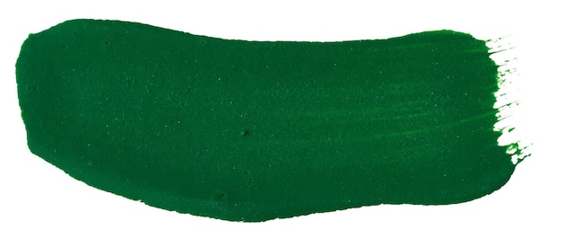 Toca de pincel de acuarela de pintura verde sobre un fondo blanco aislado
